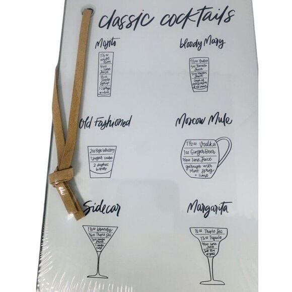 Small Glass Cutting Board 9X6 White Cocktails Charcuterie Bamboo Spreaders Set - Picture 4 of 7